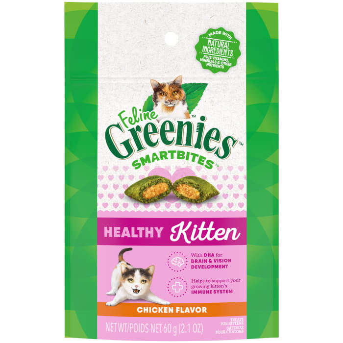 FELINE GREENIES SMARTBITES Healthy Kitten Treats, Chicken Flavor