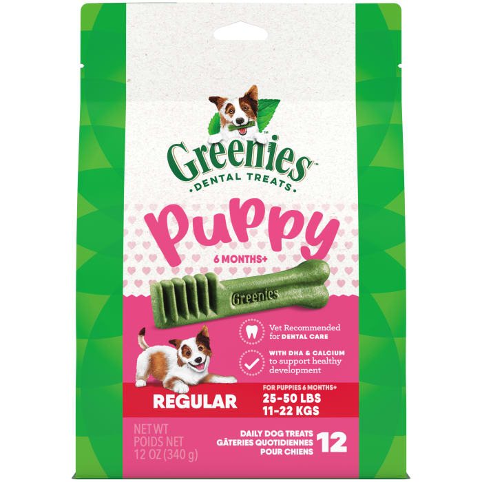 GREENIES Puppy Regular Size Natural Dental Dog Treats, 12 Pack (12