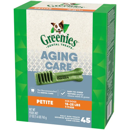 [Greenies][GREENIES Aging Care Petite Dental Treats, 45 Count][Image Center Right (3/4 Angle)]
