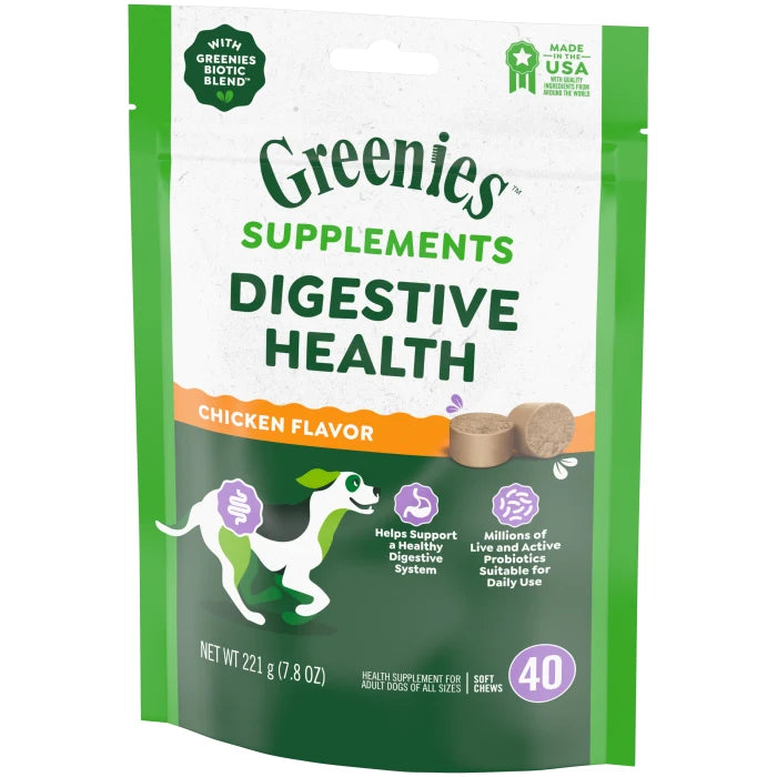 [Greenies][Greenies Digestive Health Supplements, 40 Count][Image Center Right (3/4 Angle)]