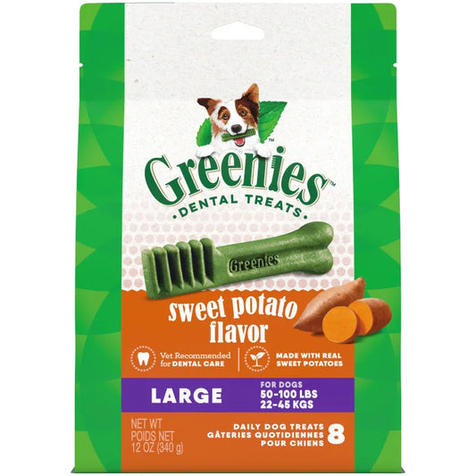 [Greenies][GREENIES Sweet Potato Flavored Large Dental Treats, 8 Count][Main Image (Front)]