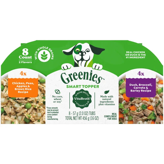 [Greenies][Greenies Smart Topper Wet Mix-In for Dogs, Chicken with Peas & Duck Variety Pack, 8 Trays of 2 oz.][Main Image (Front)]