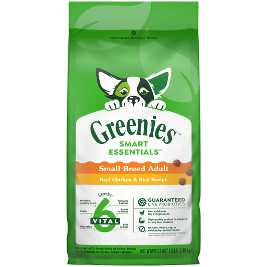 [Greenies][Greenies Smart Essentials Small Breed Adult Protein Dry Dog Food Real Chicken & Rice, 5.5 lb. Bag][Main Image (Front)]