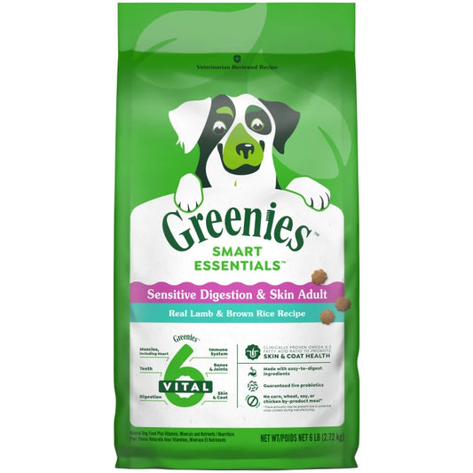 [Greenies][Greenies Smart Essentials Sensitive Digestion & Skin Dry Dog Food Real Lamb & Brown Rice, 6 lb. Bag][Main Image (Front)]