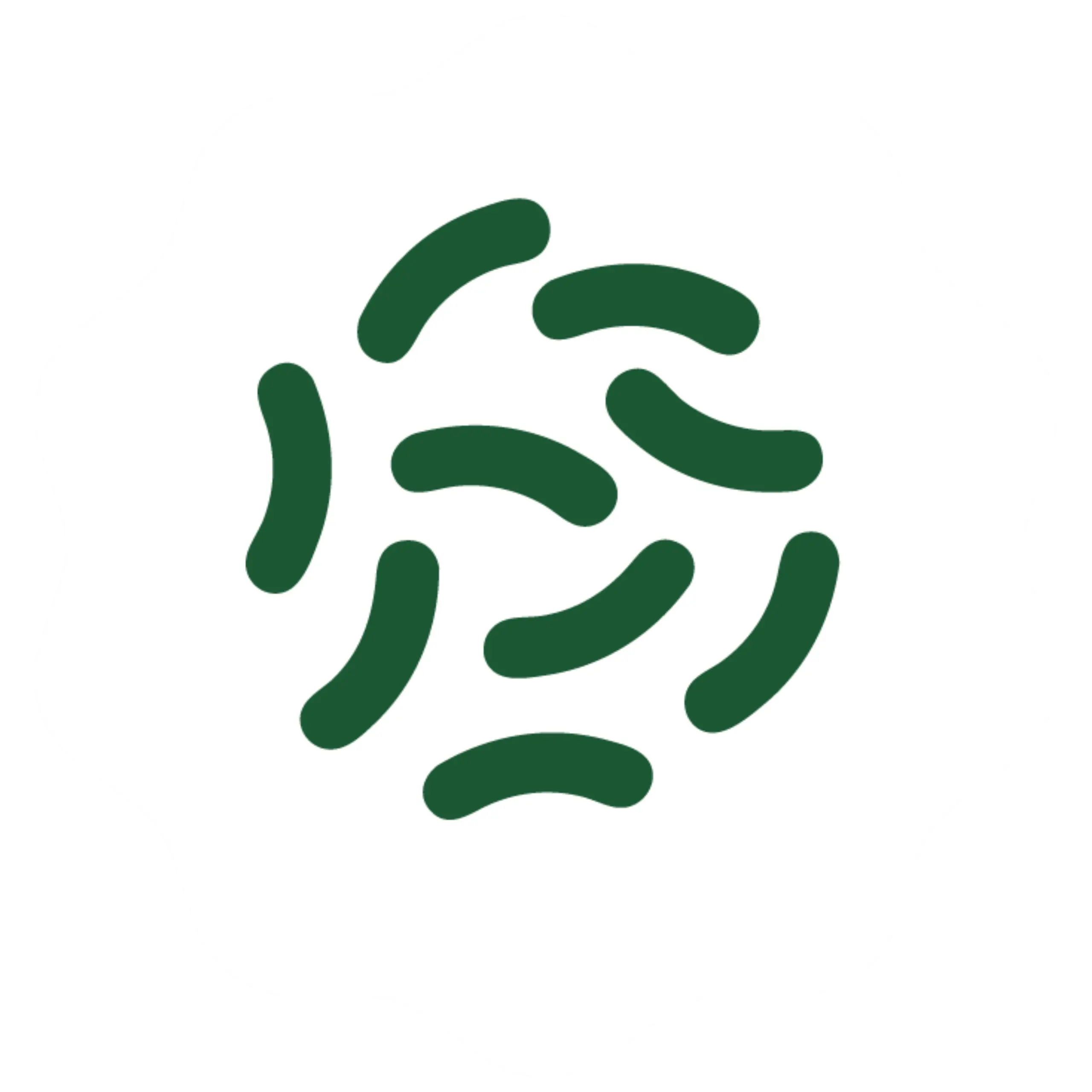 A white and green probiotics icon