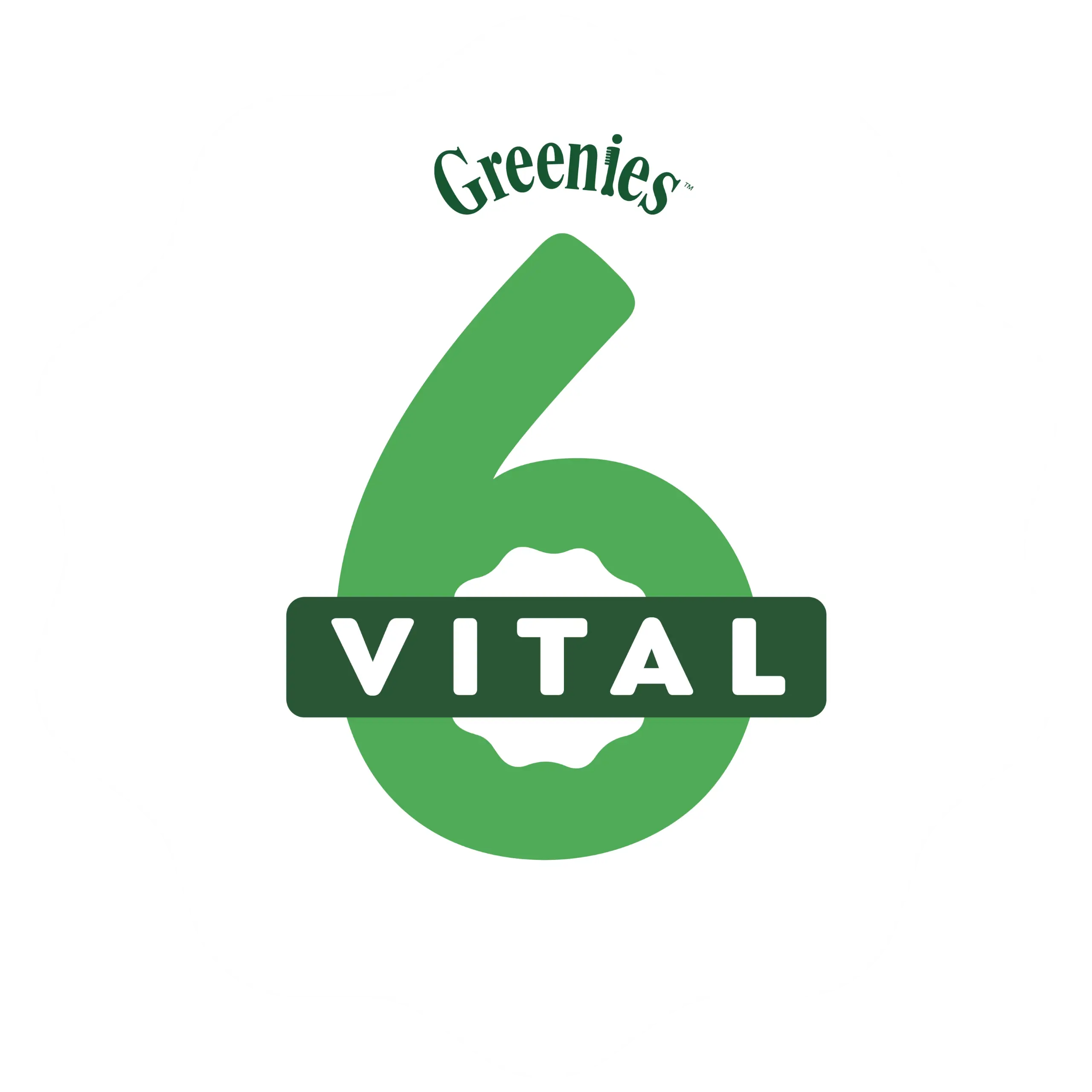 Logo of greenies featuring the number 6 in green with the word