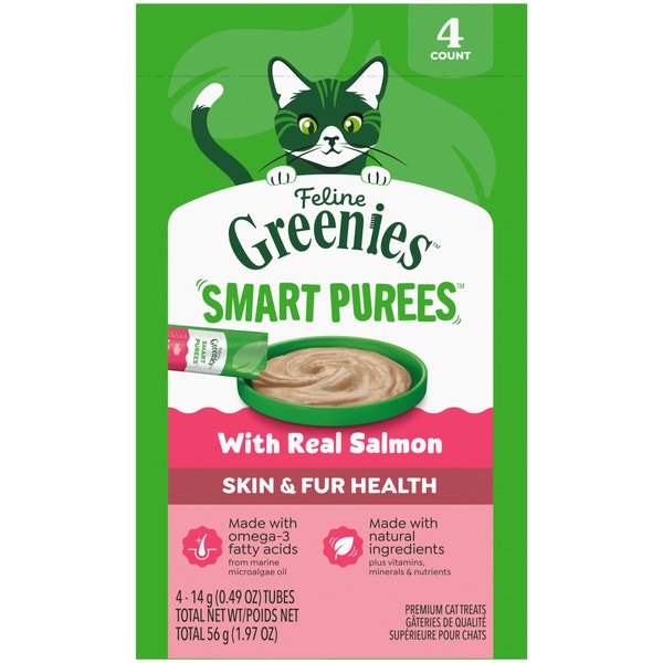 Smart Purees Lickable Cat Treats Skin & Fur Health Salmon asset 1