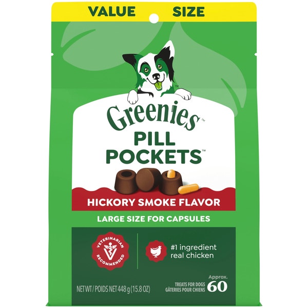 Pill Pockets for Dogs Large Size Soft Dog Treats Hickory Smoke asset 1