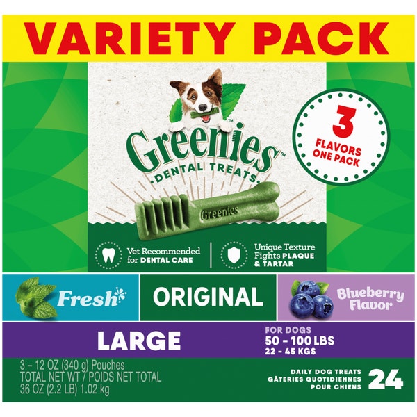 Adult Dental Dog Treats Large Size Variety Pack Original Sweet Potato Blueberry asset 1