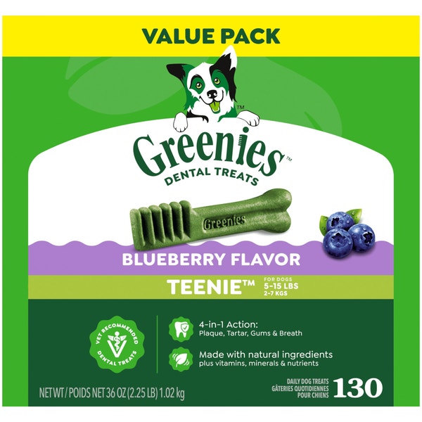 Greenies Adult Dental Dog Treats Teenie Size, Blueberry Flavor, 130 Count asset 1