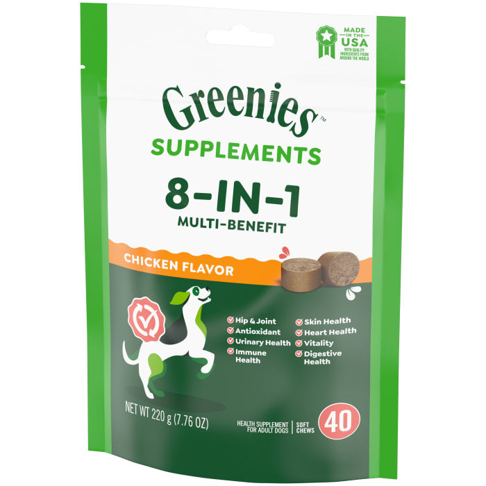 Greenies Dog Supplements 8-in-1 Multi-Benefit Chicken Flavor, 7.76