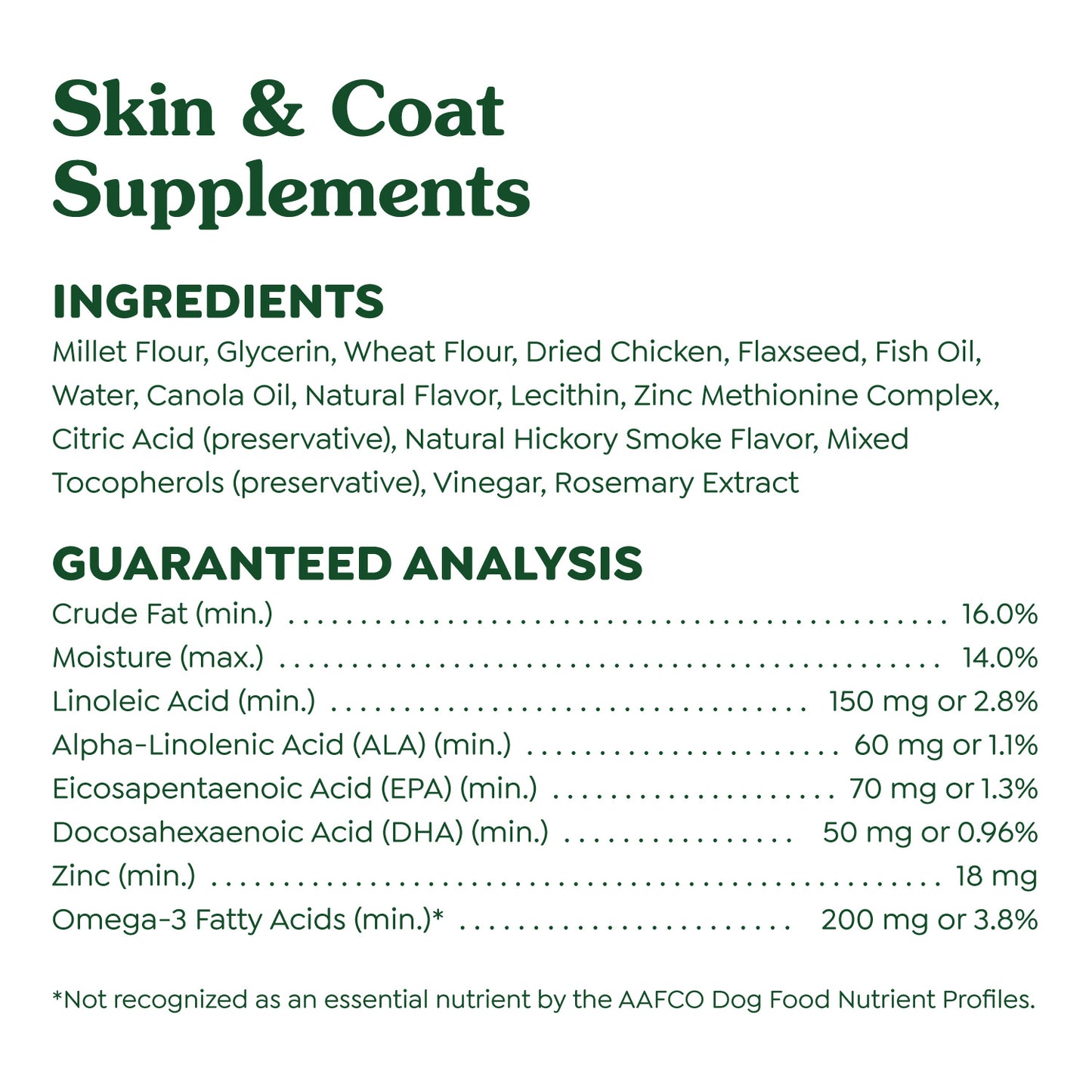 Greenies Dog Skin and Coat Supplements With Fish Oil, Chicken Flavor, 7.37 oz., 40-Count Soft Chews