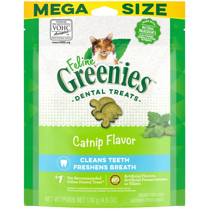 [Greenies][FELINE GREENIES Catnip Flavored Dental Treats, Mega Size][Ingredients Image]