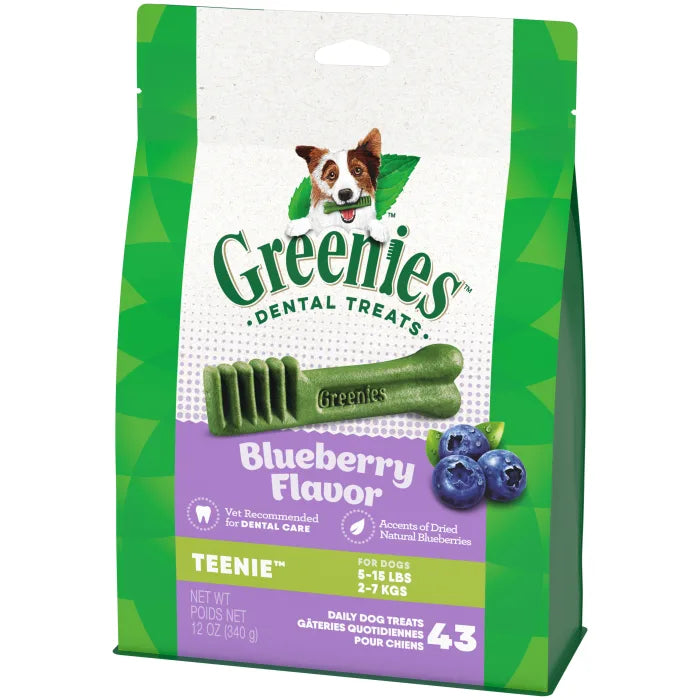 [Greenies][GREENIES Blueberry TEENIE Dental Treats, 43 Count][Image Center Right (3/4 Angle)]