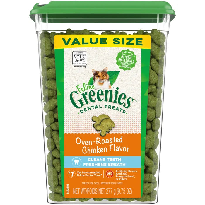 [Greenies][FELINE GREENIES Oven Roasted Chicken Flavored Dental Treats, Value Size][Main Image (Front)]