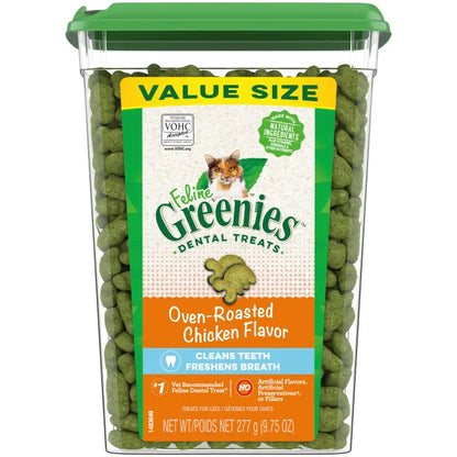 [Greenies][FELINE GREENIES Oven Roasted Chicken Flavored Dental Treats, Value Size][Main Image (Front)]