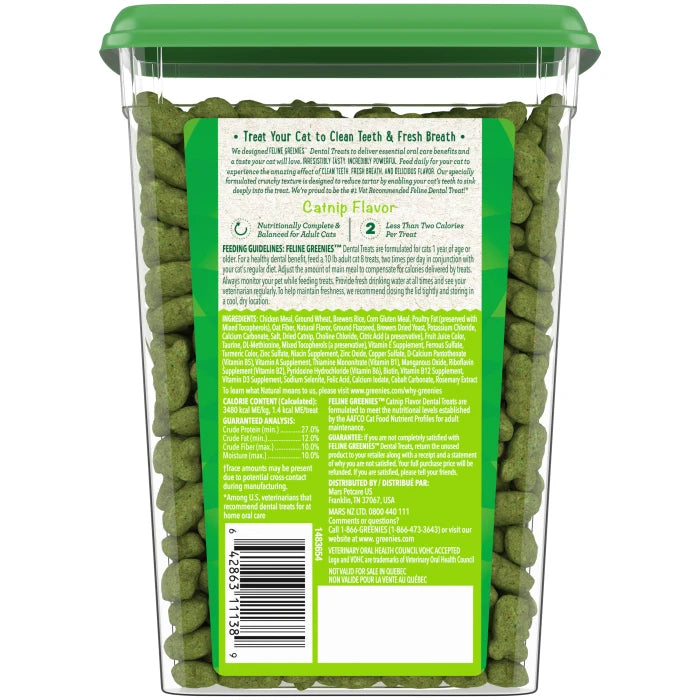 [Greenies][FELINE GREENIES Catnip Flavored Dental Treats, Value Size][Back Image]