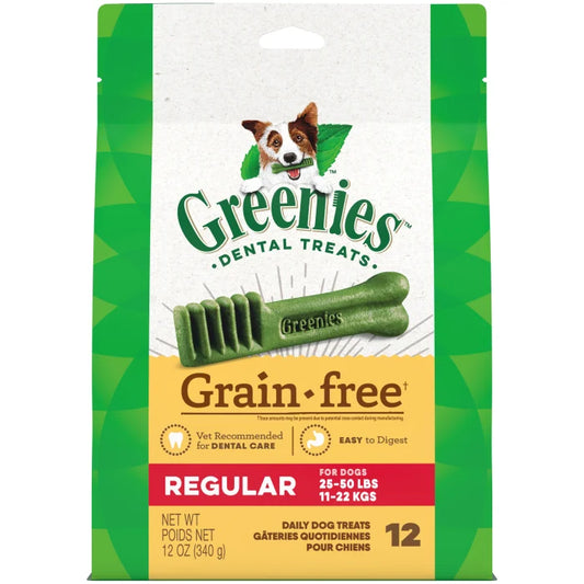 [Greenies][GREENIES Grain Free Regular Dental Treats, 12 Count][Main Image (Front)]