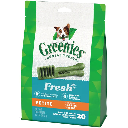 [Greenies][GREENIES Fresh Petite Dental Treats, 20 Count][Image Center Right (3/4 Angle)]