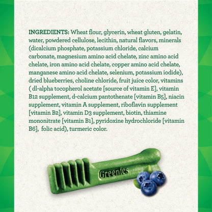 [Greenies][GREENIES Blueberry Regular Dental Treats, 12 Count][Ingredients Image]