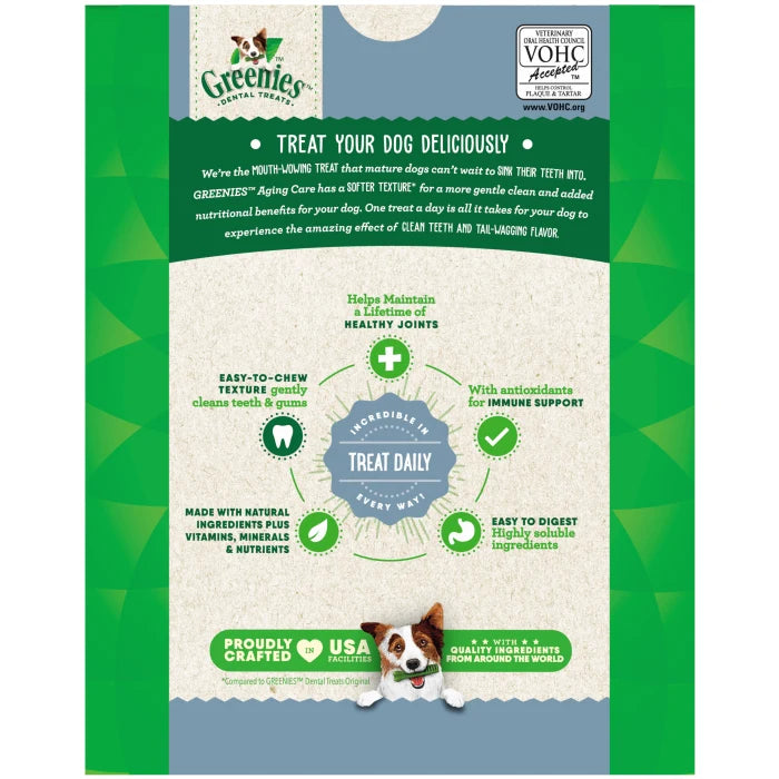 [Greenies][GREENIES Aging Care TEENIE Dental Treats, 96 Count][Back Image]