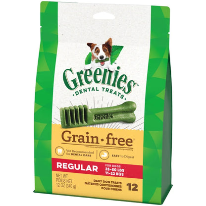 [Greenies][GREENIES Grain Free Regular Dental Treats, 12 Count][Image Center Right (3/4 Angle)]