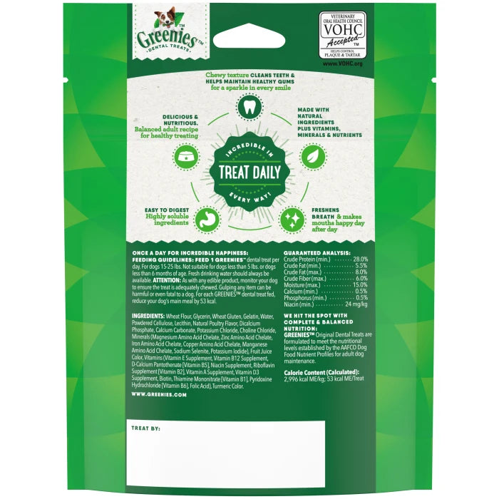 [Greenies][GREENIES Original Petite Dental Treats, 5 Count Sample Pack][Back Image]