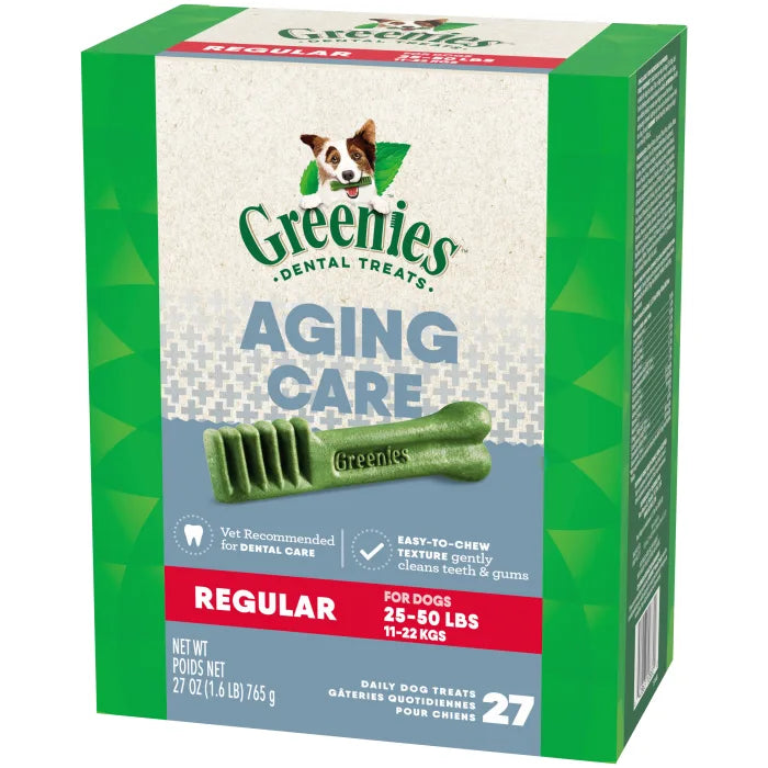 [Greenies][GREENIES Aging Care Regular Dental Treats, 27 Count][Image Center Right (3/4 Angle)]