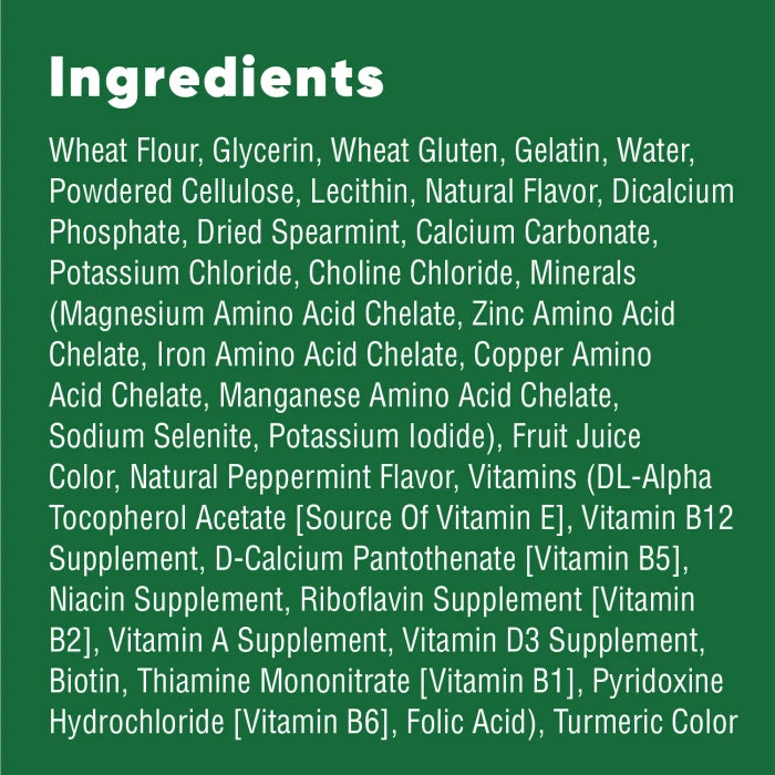 [Greenies][GREENIES Mint Flavored Anytime Bites][Ingredients Image]
