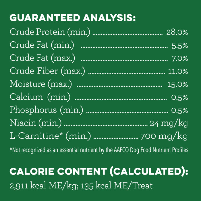 [Greenies][GREENIES Weight Management Large Dental Treats, 17 Count][Nutrition Grid/Guaranteed Analysis Image]