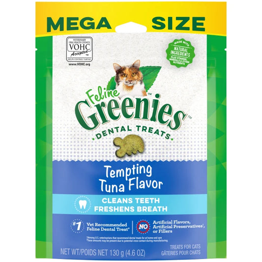 [Greenies][FELINE GREENIES Tempting Tuna Flavored Dental Treats, Mega Size][Main Image (Front)]