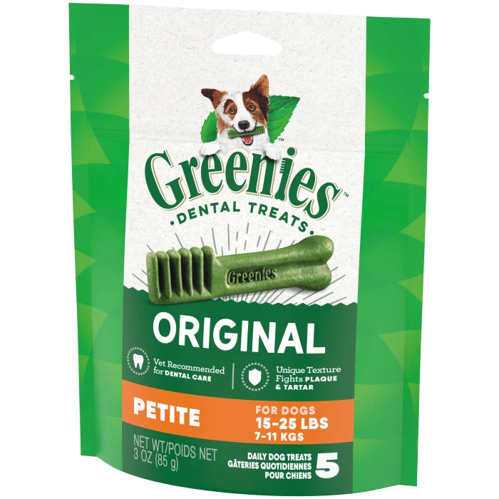 [Greenies][GREENIES Original Petite Dental Treats, 5 Count Sample Pack][Image Center Right (3/4 Angle)]