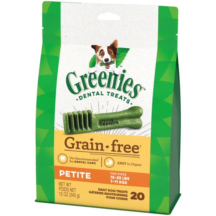 [Greenies][GREENIES Grain Free Petite Dental Treats, 20 Count][Image Center Right (3/4 Angle)]