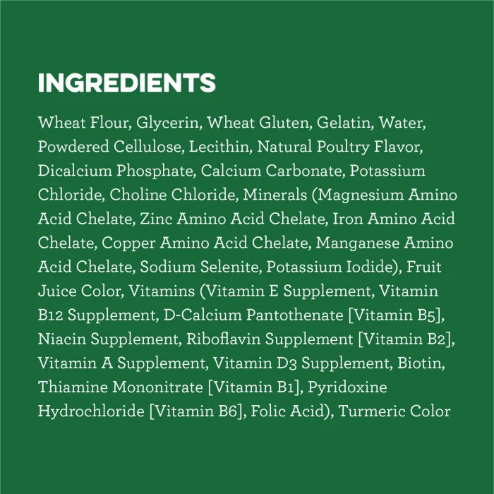 [Greenies][GREENIES Original Petite Dental Treats, 10 Count][Ingredients Image]