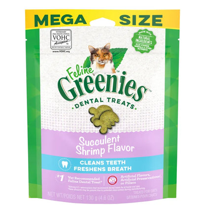 [Greenies][FELINE GREENIES Succulent Shrimp Flavored Dental Treats, Mega Size][Main Image (Front)]