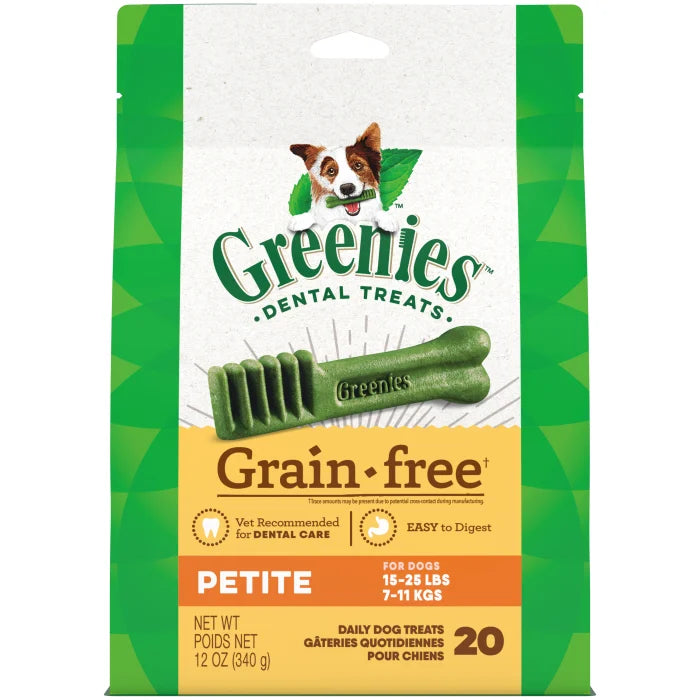 GREENIES Grain Free Petite Natural Dental Care Dog Treats 12 oz. Pack 20 Treats