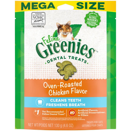 [Greenies][FELINE GREENIES Oven Roasted Chicken Flavored Dental Treats, Mega Size][Main Image (Front)]