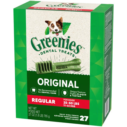 [Greenies][GREENIES Original Regular Dental Treats, 27 Count][Image Center Right (3/4 Angle)]