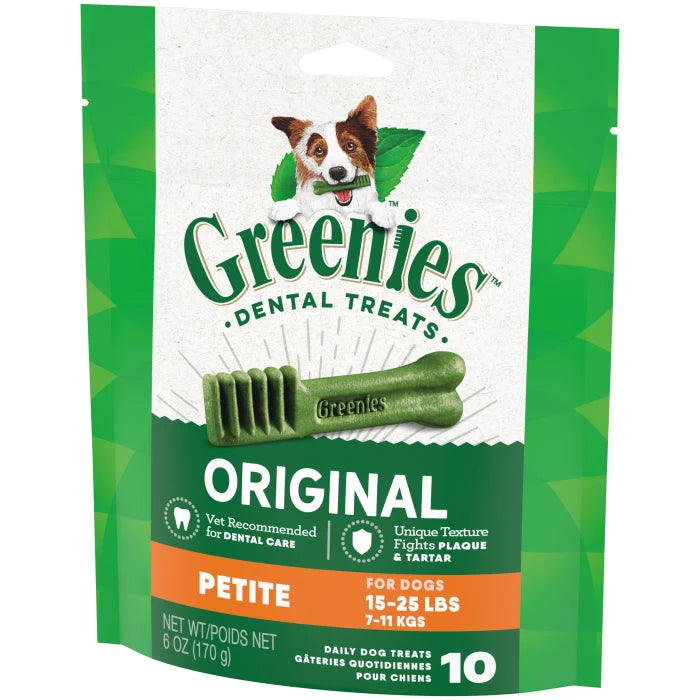 [Greenies][GREENIES Original Petite Dental Treats, 10 Count][Image Center Right (3/4 Angle)]