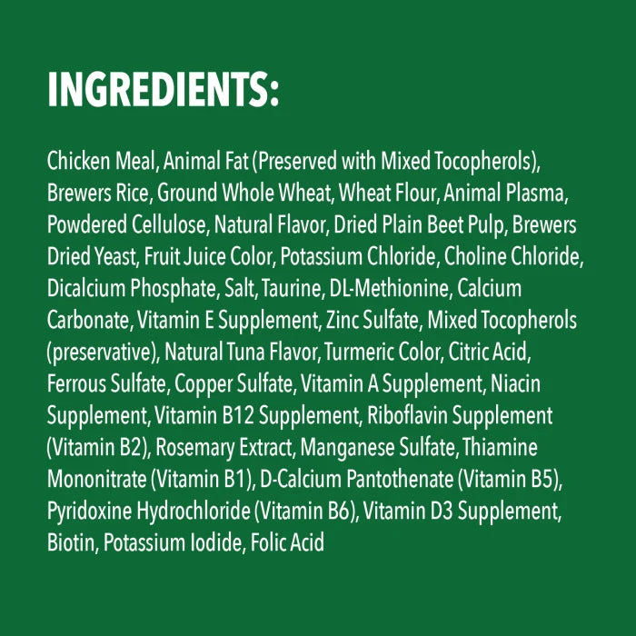 [Greenies][FELINE GREENIES Tuna Flavored Healthy Indoor SMARTBITES][Ingredients Image]
