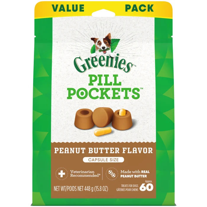 [Greenies][GREENIES Peanut Butter Flavored Capsule Pill Pockets, 60 Count][Main Image (Front)]