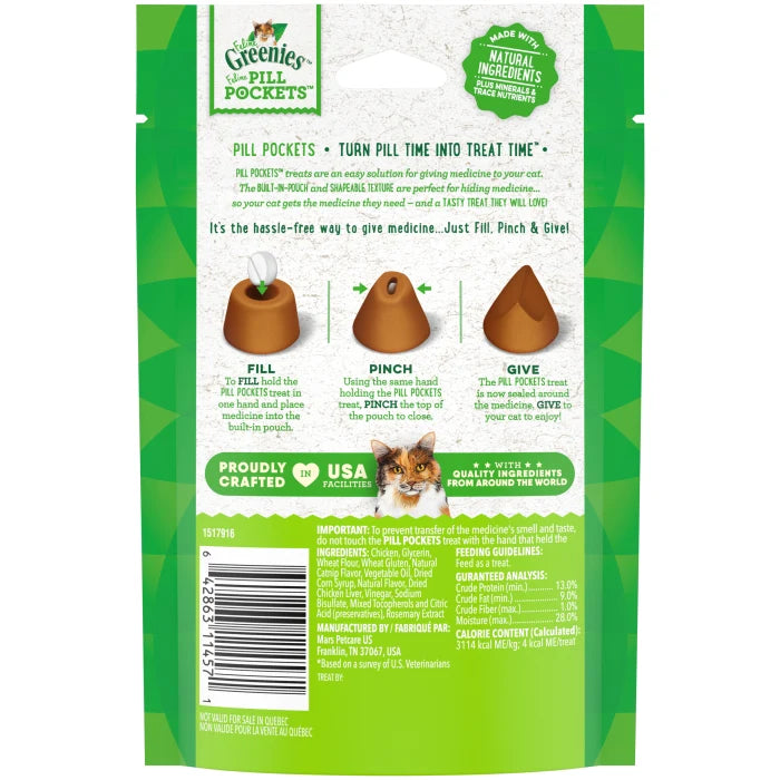 [Greenies][FELINE GREENIES Catnip Flavored Pill Pockets, 45 Count][Back Image]