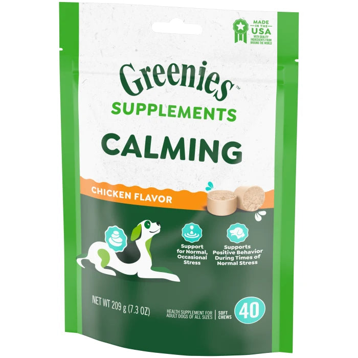 [Greenies][Greenies Calming Supplements , 40 Count][Image Center Right (3/4 Angle)]
