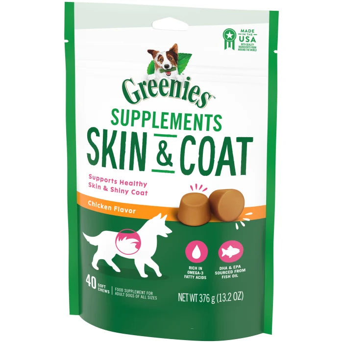 [Greenies][GREENIES Skin & Coat Supplements, 40 Count][Image Center Right (3/4 Angle)]