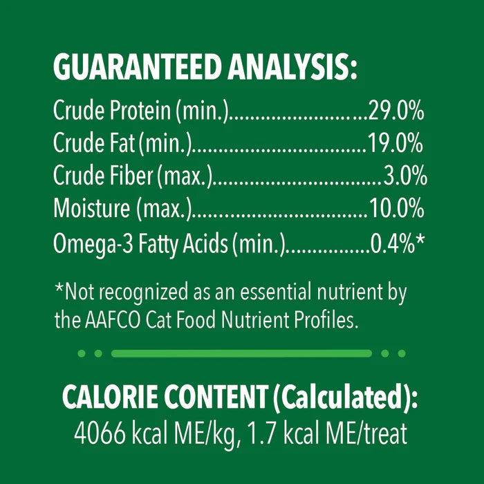 [Greenies][FELINE GREENIES Chicken Flavored Skin & Fur SMARTBITES][Nutrition Grid/Guaranteed Analysis Image]