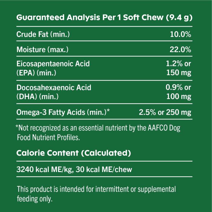 [Greenies][GREENIES Skin & Coat Supplements, 80 Count][Nutrition Grid/Guaranteed Analysis Image]