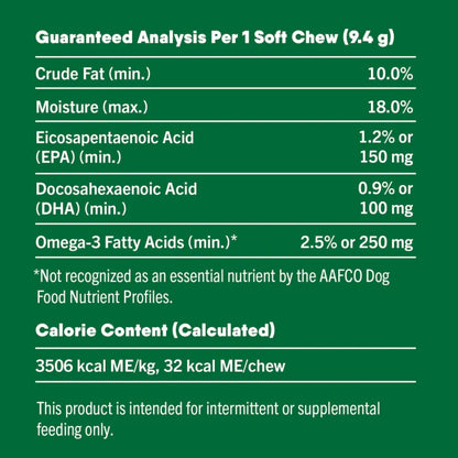 [Greenies][GREENIES Skin & Coat Supplements, 40 Count][Nutrition Grid/Guaranteed Analysis Image]