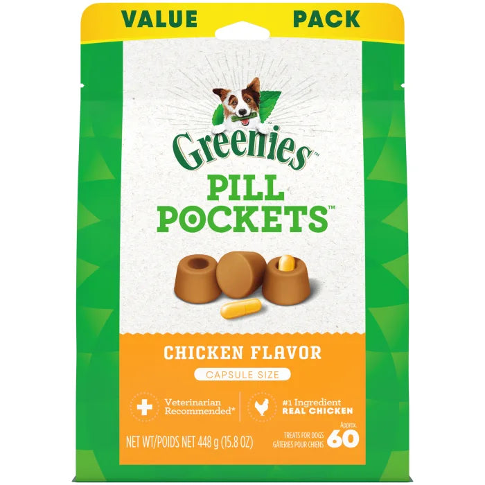 [Greenies][GREENIES Chicken Flavored Capsule Pill Pockets, 60 Count][Main Image (Front)]