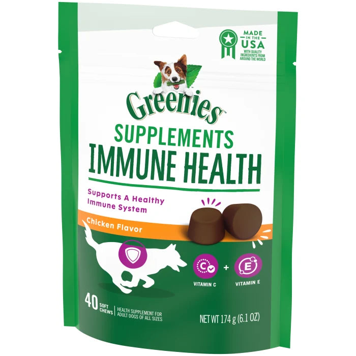 [Greenies][GREENIES Immune Health Supplements, 40 Count][Image Center Right (3/4 Angle)]