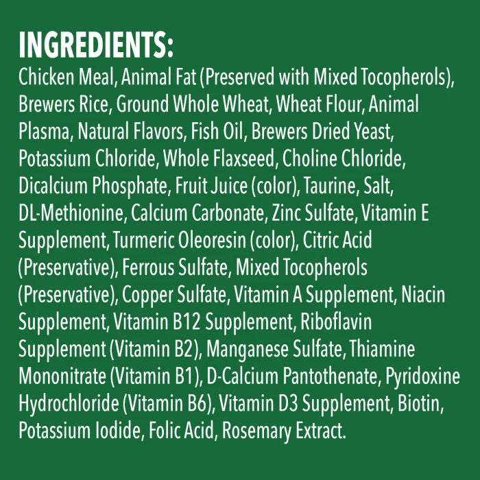 [Greenies][FELINE GREENIES Chicken Flavored Skin & Fur SMARTBITES][Ingredients Image]